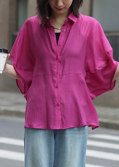 Loose Rose Peter Pan Collar Button Shirt Summer WW037 OL-HTP240812