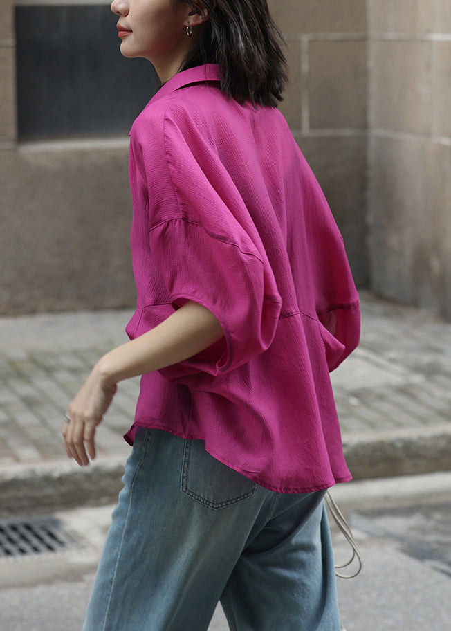 Loose Rose Peter Pan Collar Button Shirt Summer WW037 OL-HTP240812