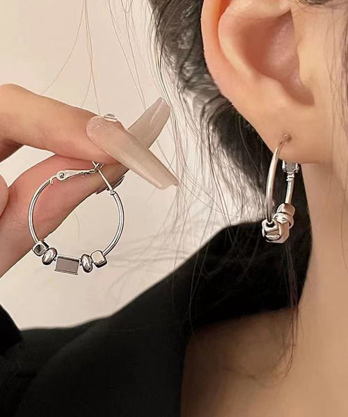 Earrings Broken Silk Hoop Loose Copper Silver FashionChic