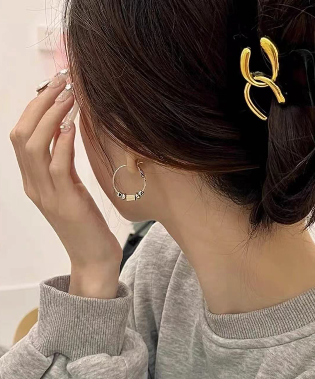 Earrings Broken Silk Hoop Loose Copper Silver FashionChic