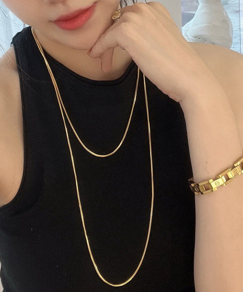 Double Silk Layer Loose Steel Stainless Necklace FashionChic