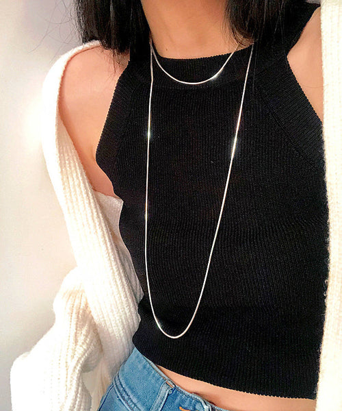 Double Silk Layer Loose Steel Stainless Necklace FashionChic