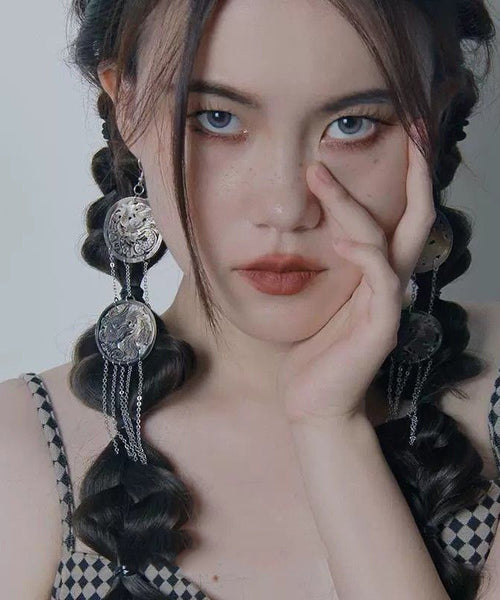 Earrings Silk Sterling Drop Tassel Single Loose Silver FashionChic