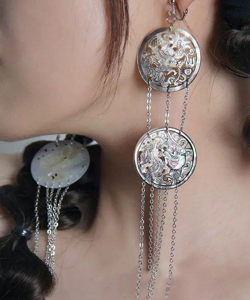 Earrings Silk Sterling Drop Tassel Single Loose Silver FashionChic