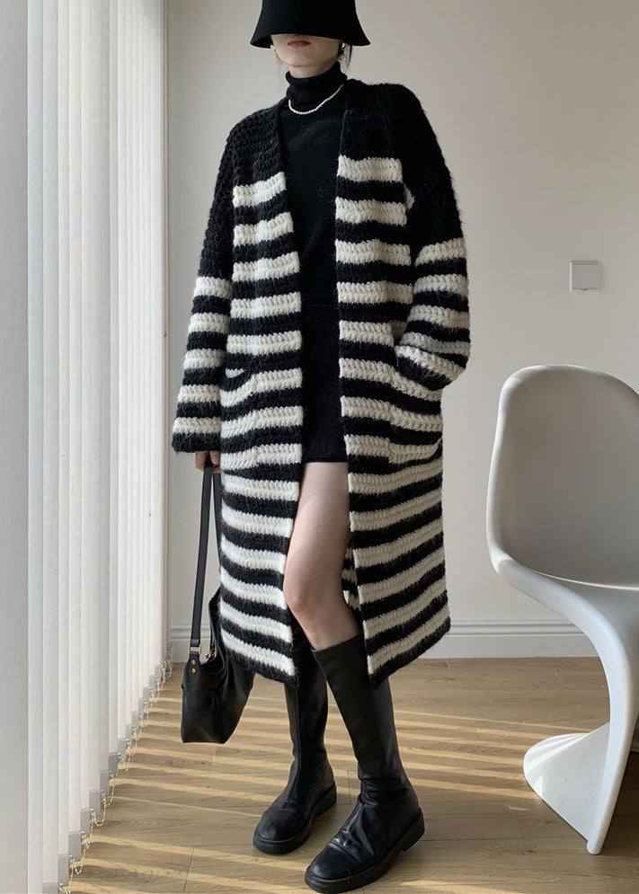 Loose Striped V Neck Striped Knit Loose Cardigan Winter WY018 OM-OL241106