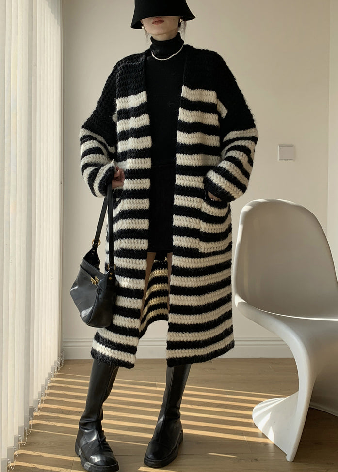 Loose Striped V Neck Striped Knit Loose Cardigan Winter WY018 OM-OL241106