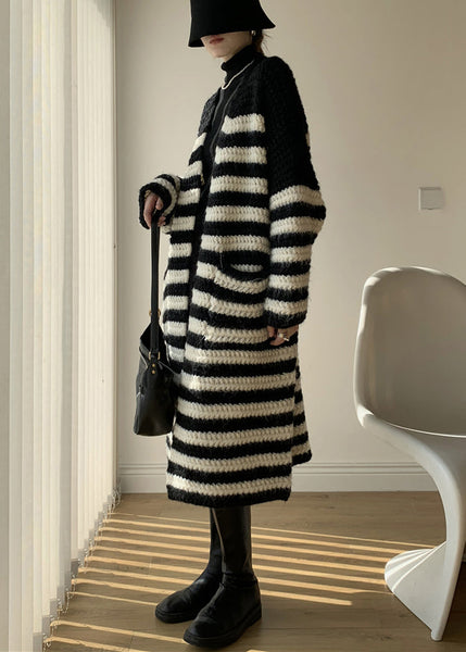 Loose Striped V Neck Striped Knit Loose Cardigan Winter WY018 OM-OL241106