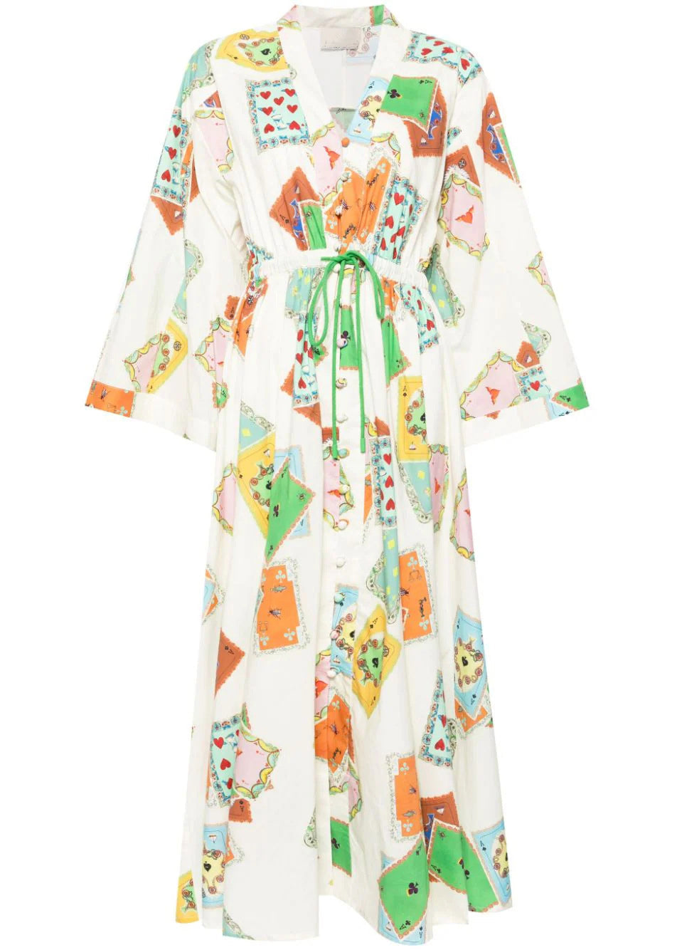 Loose White Button Print Lace Up Cotton Dresses Fall AU1022 OM-ZS240902