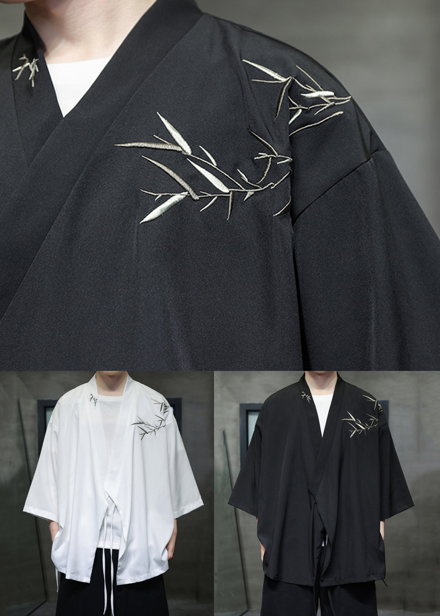 Loose White Embroideried Lace Up Cotton Mens Shirts Summer YT071 Men-Silk-MENSTP240721