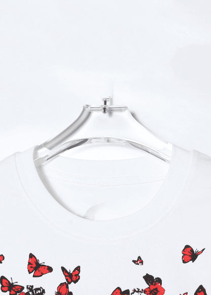 Loose White O Neck Print Cotton Men Neutral T Shirt Short Sleeve LK044 Men-Silk-MENT240630