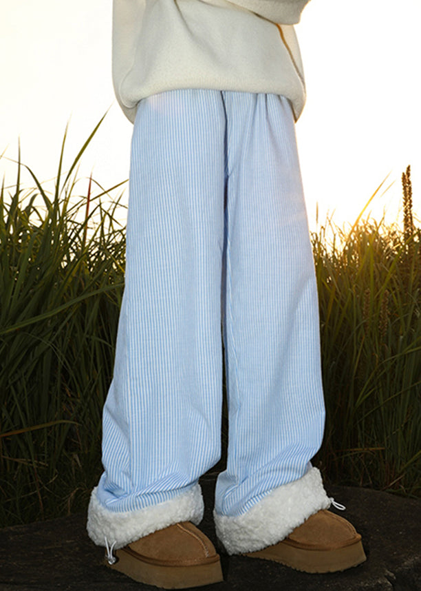 Loose Yellow Pockets Drawstring Warm Fleece Mens Pants Winter RM050 ABC