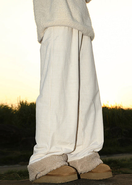 Loose Yellow Pockets Drawstring Warm Fleece Mens Pants Winter RM050 ABC