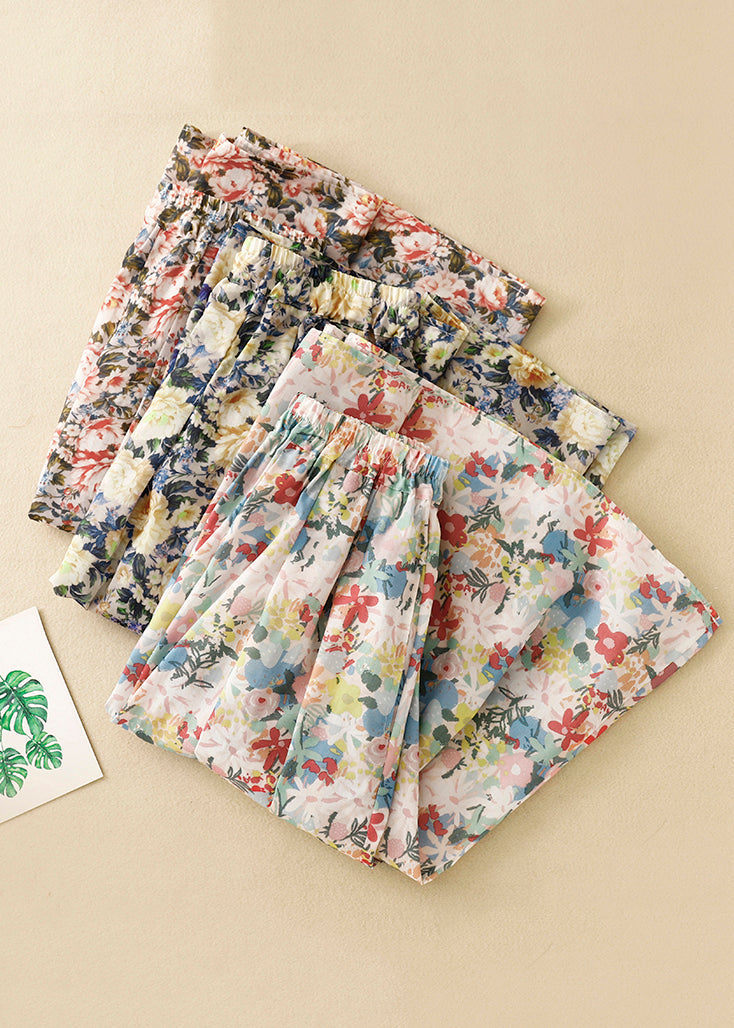 Loose Yellow Print Elastic Waist Cotton Skirt Summer GG012 MZF-SKTS240610