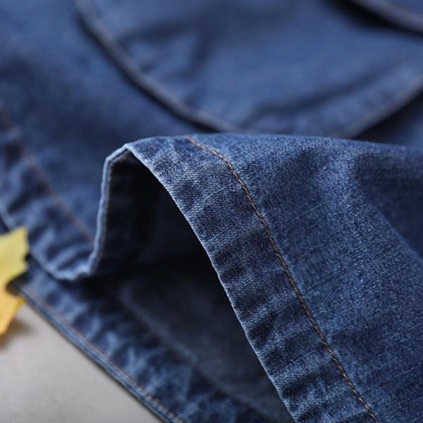 Plus Size - Loose Solid Color Drawstring Denim Hoodie OP1019 BK