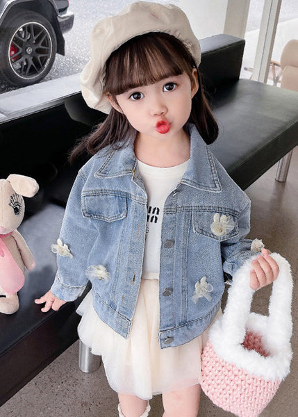 Lovely Blue Peter Pan Collar Patchwork Kids Denim Coat Fall QV035 MM-RCTZCGTS241026