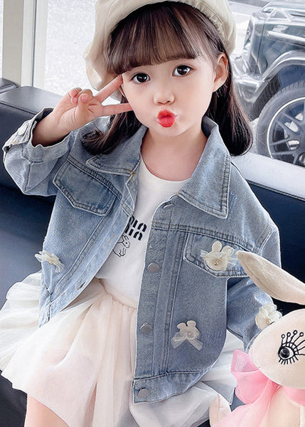 Lovely Blue Peter Pan Collar Patchwork Kids Denim Coat Fall QV035 MM-RCTZCGTS241026