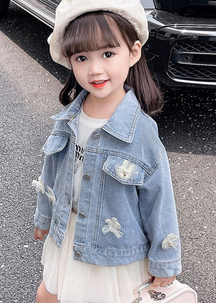 Lovely Blue Peter Pan Collar Patchwork Kids Denim Coat Fall QV035 MM-RCTZCGTS241026