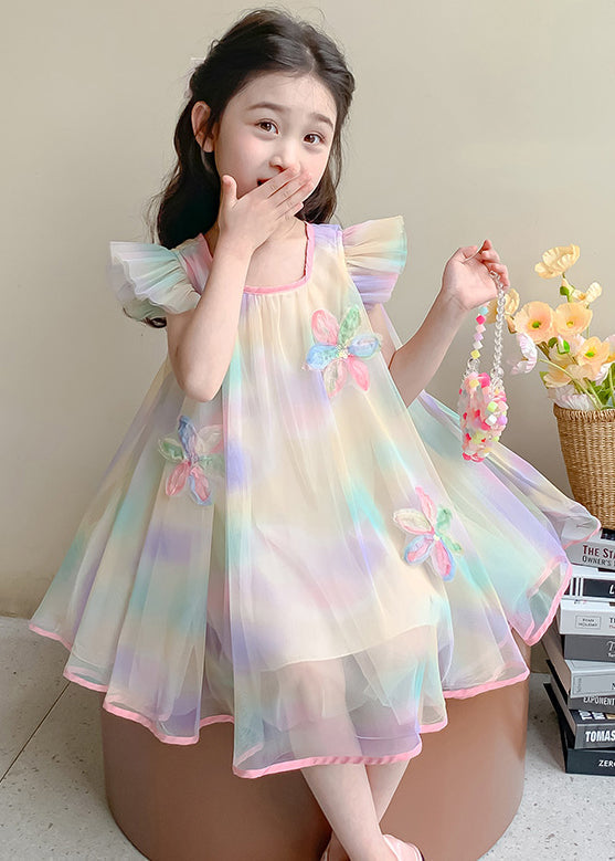 Lovely Gradient Color Sequins Patchwork Tulle Girls Dress Summer EW051 WS-RCTZSDGL240809