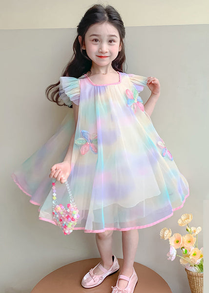 Lovely Gradient Color Sequins Patchwork Tulle Girls Dress Summer EW051 WS-RCTZSDGL240809
