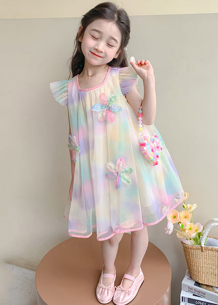 Lovely Gradient Color Sequins Patchwork Tulle Girls Dress Summer EW051 WS-RCTZSDGL240809