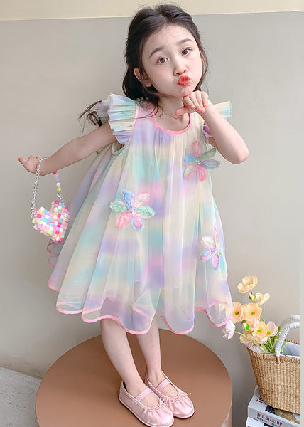 Lovely Gradient Color Sequins Patchwork Tulle Girls Dress Summer EW051 WS-RCTZSDGL240809