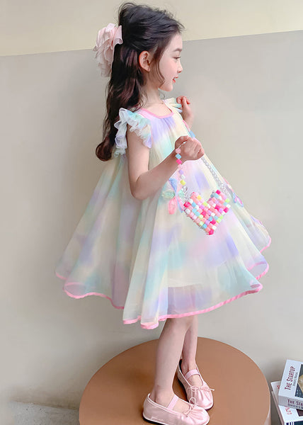 Lovely Gradient Color Sequins Patchwork Tulle Girls Dress Summer EW051 WS-RCTZSDGL240809