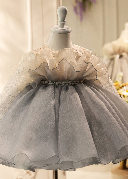 Lovely Sequins Dress Tulle Spring Grey Long Patchwork Girls FashionChic