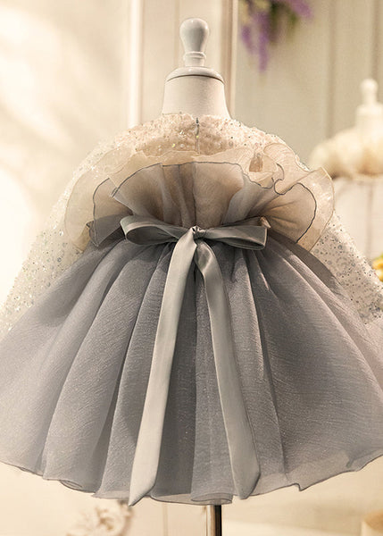 Lovely Sequins Dress Tulle Spring Grey Long Patchwork Girls FashionChic