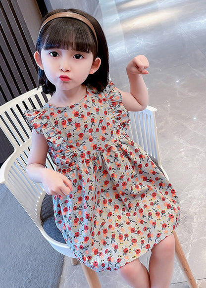 Lovely O-Neck Ruffled Print Kids Maxi Dress Summer SS1035 MM-RCTZ-SDL240601