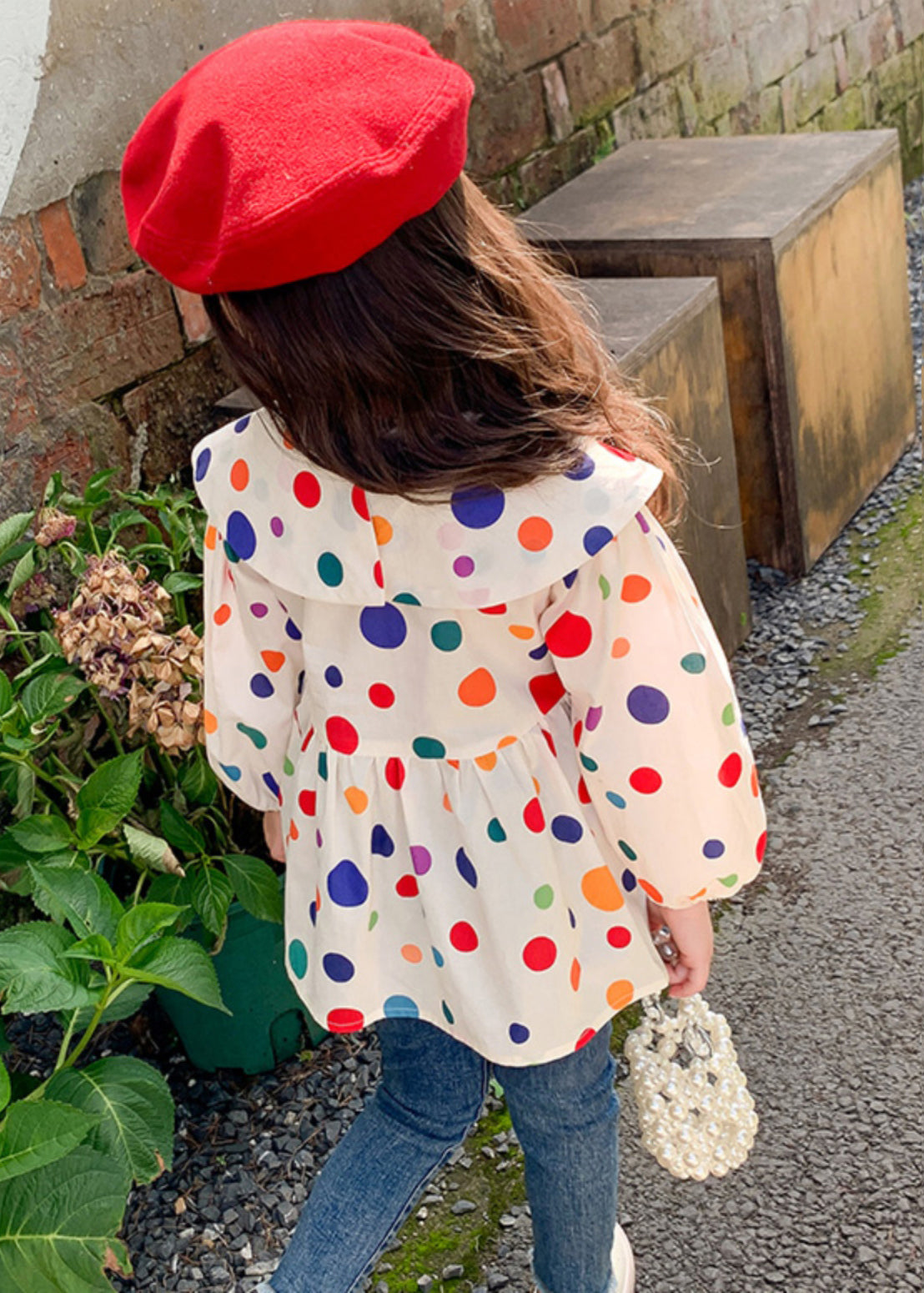 Lovely Peter Pan Collar Dot Cotton Girls Tops Long Sleeve YU1035 WS-RCTZ-LTP240529