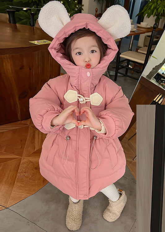 Lovely Pink Drawstring Patchwork Kids Hooded Parka Winter WL019 MM-RCTZ-DGJK241120