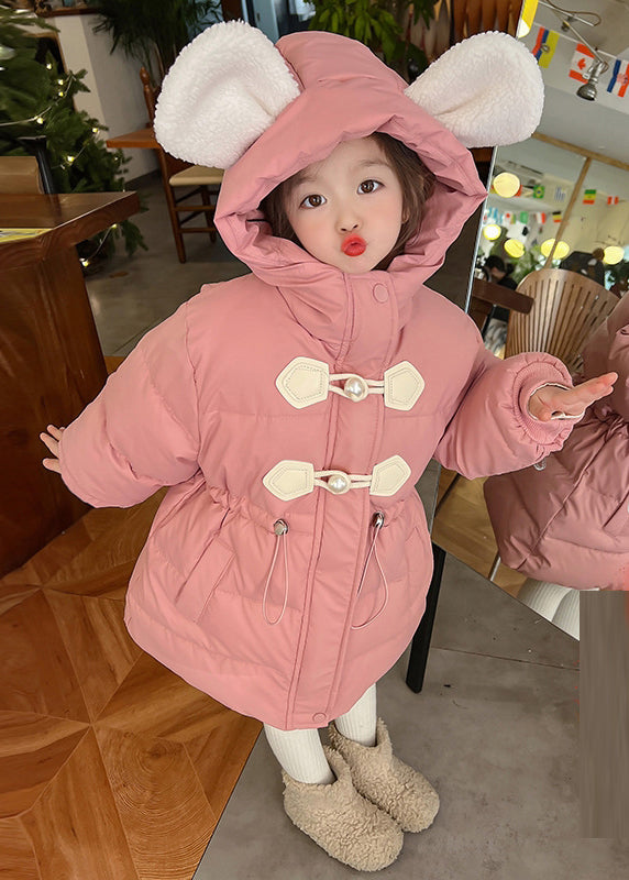 Lovely Pink Drawstring Patchwork Kids Hooded Parka Winter WL019 MM-RCTZ-DGJK241120