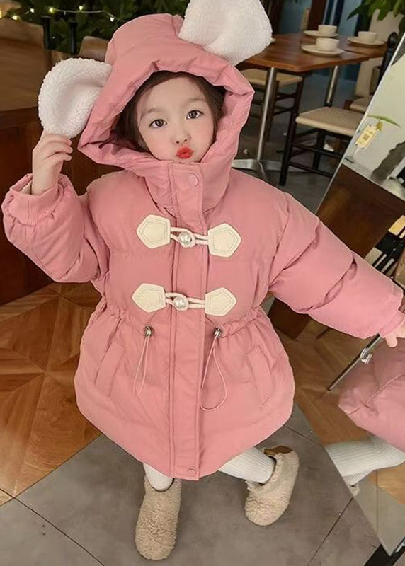 Lovely Pink Drawstring Patchwork Kids Hooded Parka Winter WL019 MM-RCTZ-DGJK241120