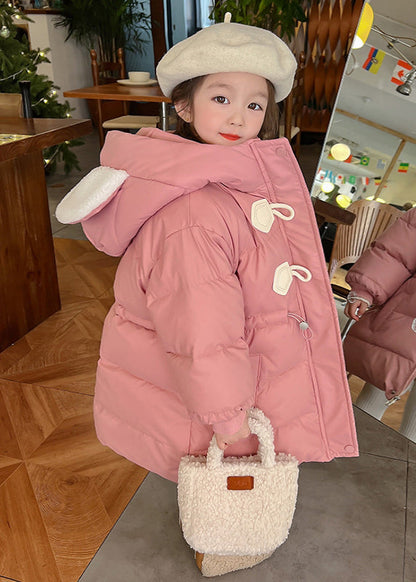 Lovely Pink Drawstring Patchwork Kids Hooded Parka Winter WL019 MM-RCTZ-DGJK241120