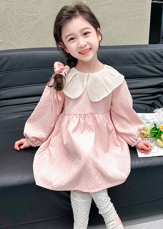 Lovely Pink Peter Pan Collar Solid Cotton Girls Dresses Fall XZ071 FALL-MM-RCTZ-FDGM240618