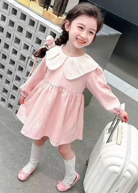 Lovely Pink Peter Pan Collar Solid Cotton Girls Dresses Fall XZ071 FALL-MM-RCTZ-FDGM240618