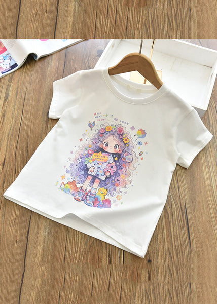 Lovely Pink Print Girls T Shirts Short Sleeve YU1090 WS-RCTZ-STP240529