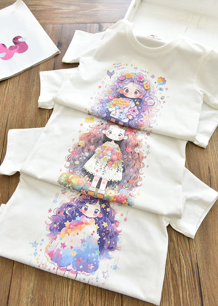 Lovely Pink Print Girls T Shirts Short Sleeve YU1090 WS-RCTZ-STP240529