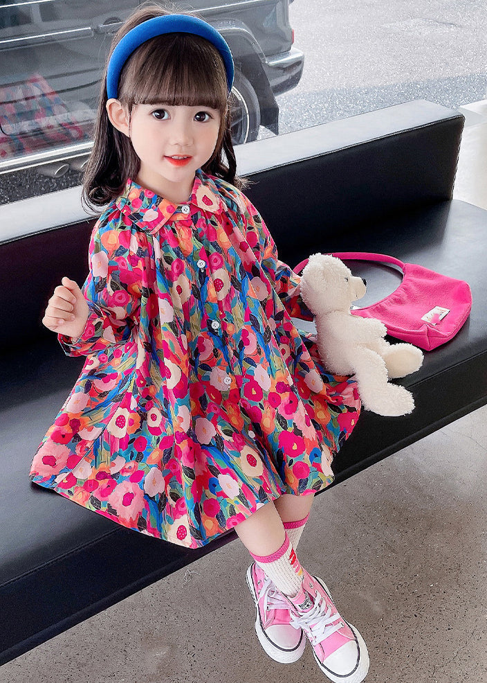 Lovely Rainbow Peter Pan Collar Print Kids Mid Dress Fall SS1047 MM-RCTZ-FDM240601