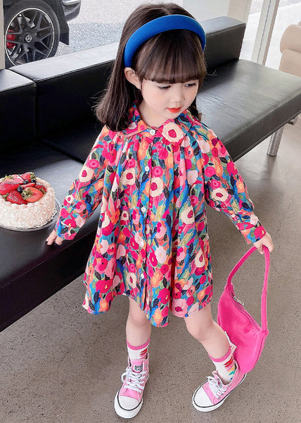 Lovely Rainbow Peter Pan Collar Print Kids Mid Dress Fall SS1047 MM-RCTZ-FDM240601
