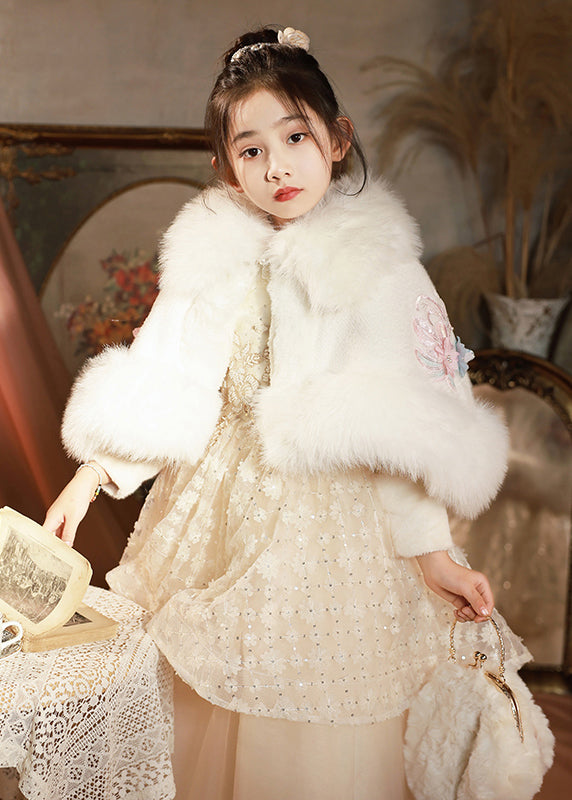 Lovely White Button Fur Collar Girls Fuzzy Fur Cloak Winter WL015 MM-RCTZ-GICT241120