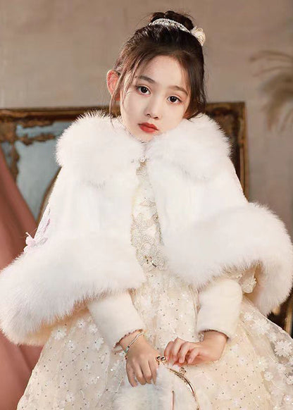 Lovely White Button Fur Collar Girls Fuzzy Fur Cloak Winter WL015 MM-RCTZ-GICT241120