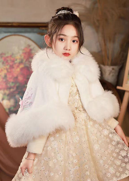 Lovely White Button Fur Collar Girls Fuzzy Fur Cloak Winter WL015 MM-RCTZ-GICT241120