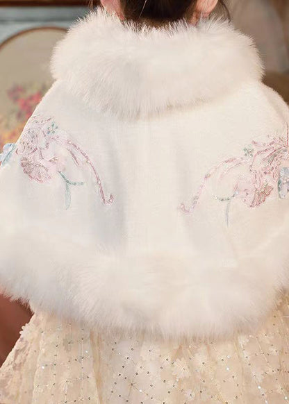 Lovely White Button Fur Collar Girls Fuzzy Fur Cloak Winter WL015 MM-RCTZ-GICT241120