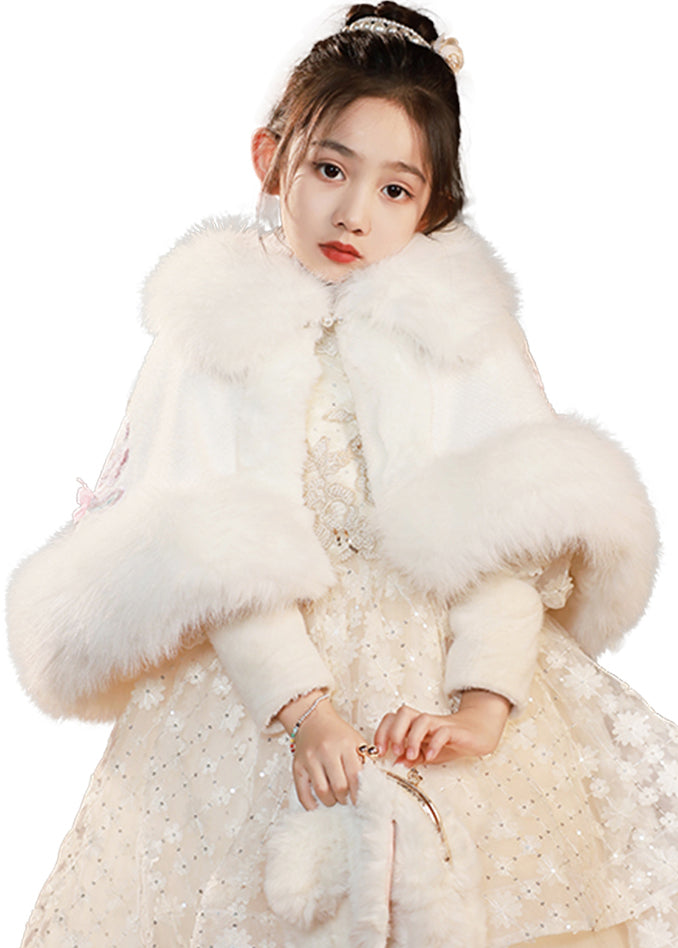 Lovely White Button Fur Collar Girls Fuzzy Fur Cloak Winter WL015 MM-RCTZ-GICT241120