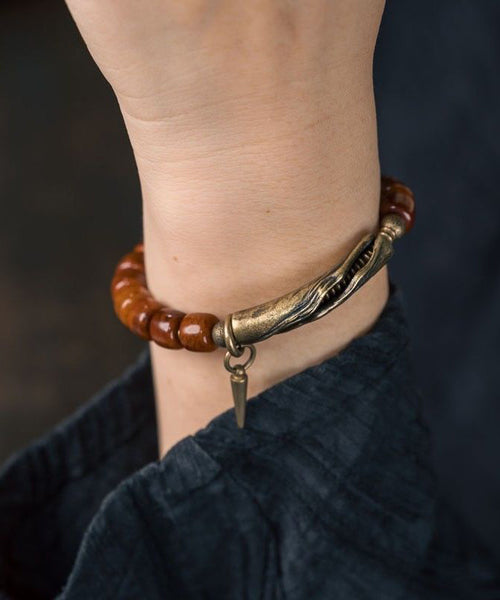 Ancient Men Beads Charm Gold Brown Bracelet FashionChic
