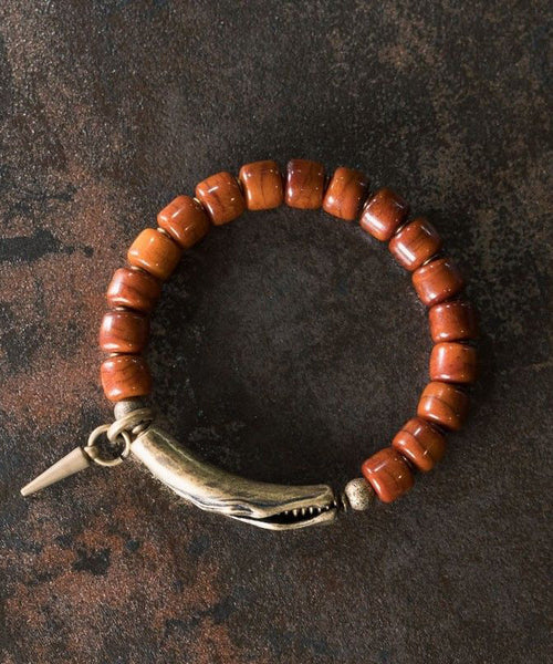 Ancient Men Beads Charm Gold Brown Bracelet FashionChic