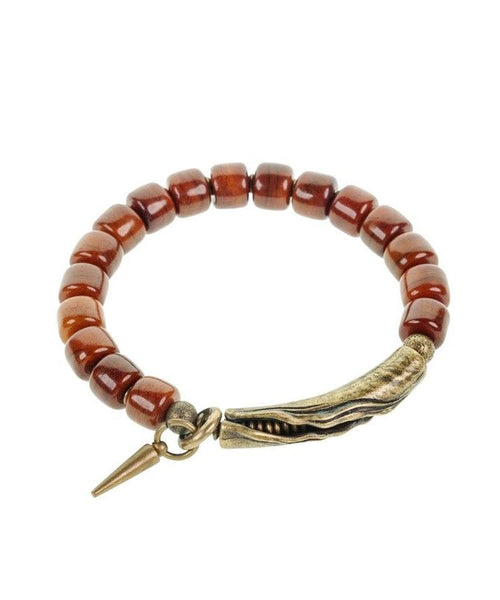Ancient Men Beads Charm Gold Brown Bracelet FashionChic