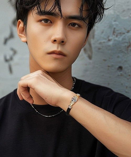 Zircon Armored Gold Steel Alloy Bracelet Warrior Men Stainless FashionChic