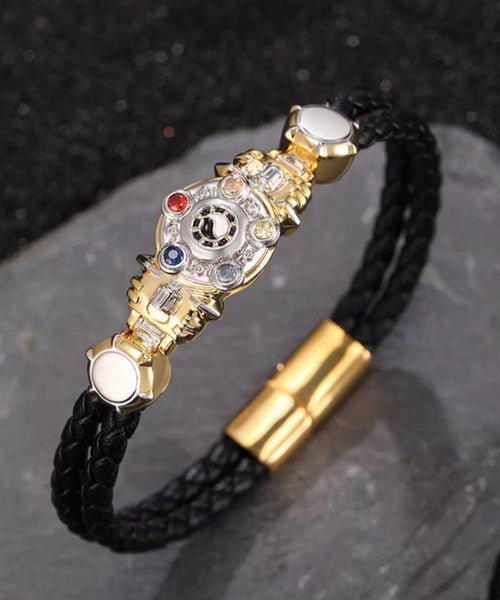 Zircon Armored Gold Steel Alloy Bracelet Warrior Men Stainless FashionChic